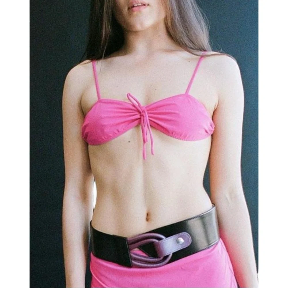 [relisted] NWOT Maryam Nassir Zadeh Rio Pink Fuchsia Bandeau Bikini Swim Top - Picture 3 of 12